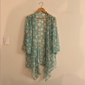 Floral Open Front Kimono Cardigan